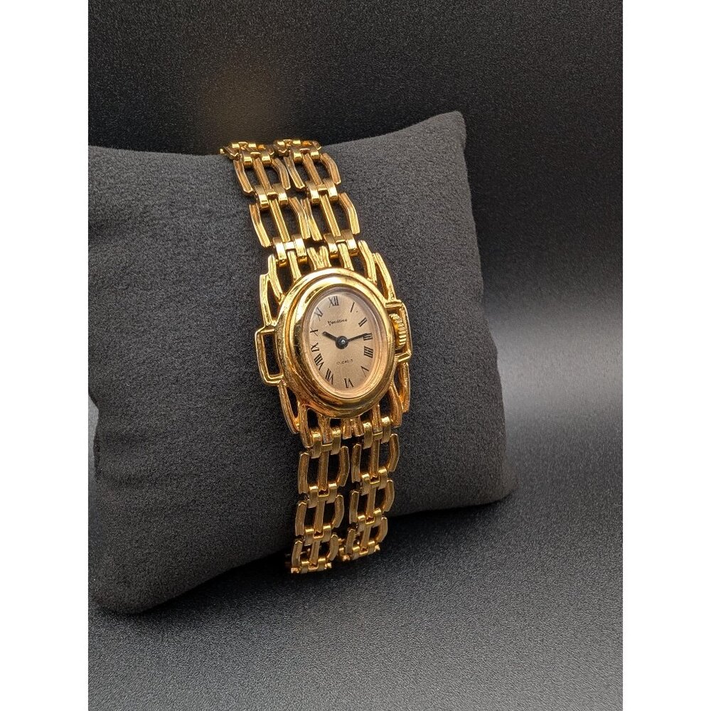 Vintage Vendome Gold-Tone 17 Jewels Ladies Watch, Mesh Bracelet, Mid-Century